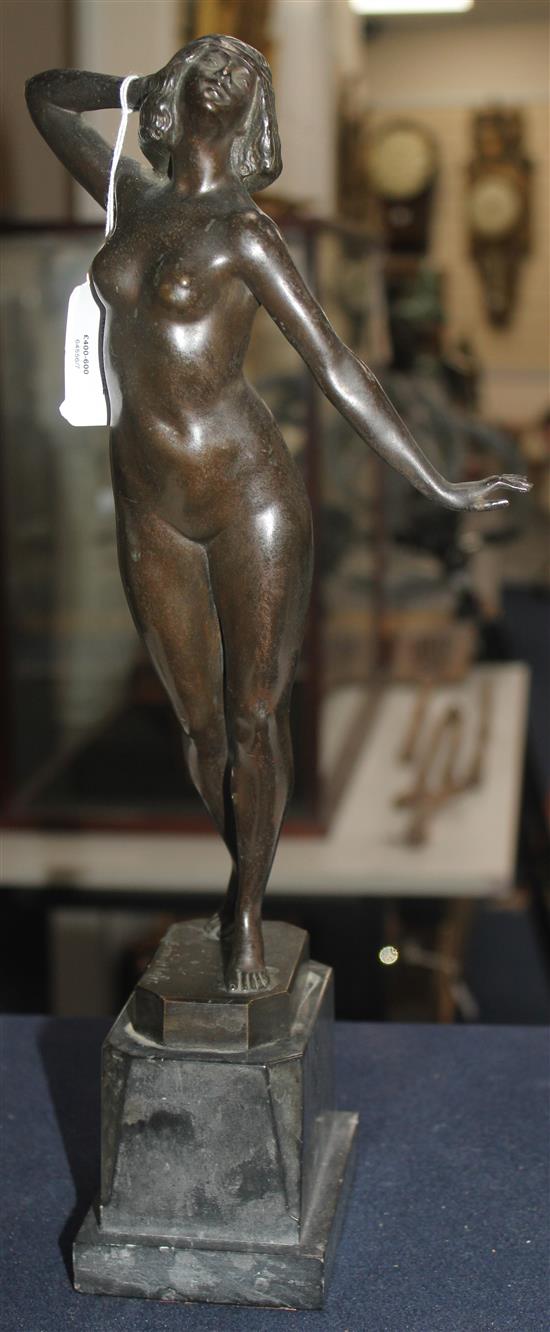 Otto Schmidt Hofer (1873-1925). A patinated bronze figure of a standing nude woman, 15.5in.